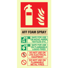 PVC Photoluminescent Sign - 100mm x 200mm - AFF foam fire extinguisher sign instructions for use