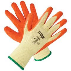 Polyester Latex Grip EN388 Gloves with orange crinkle latex palm for site handling | CMT Group