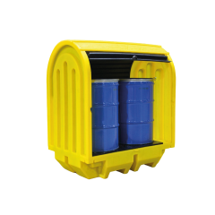 Hard Covered 2 Drum Bund Pallet with lockable roller shutter door 230ltr