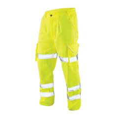 MAX Polycotton Cargo Trousers - Yellow - Heavy Duty 280gsm - Sizes 30-52 hi-vis trousers front view | CMT Group
