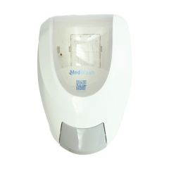 MedWash 2 litre white lockable dispenser front view showing cartridge window | CMT Group UK