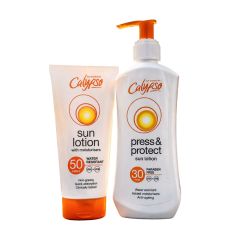 Sun cream lotion 200ml SPF50 and SPF30 tube water resistant UVA UVB front view white background | CMT Group UK