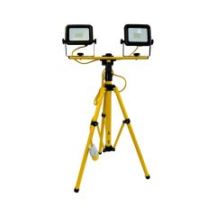 110V LED twin head telescopic tripod light yellow stand with two independently adjustable LED heads | CMT Group UK