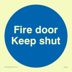 PVC Photoluminescent Sign - 85mm x 85mm - FDKS in blue circle