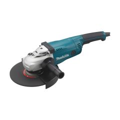 Makita GA9020 110V angle grinder 230mm front view showing wheel guard and side handle | CMT Group UK