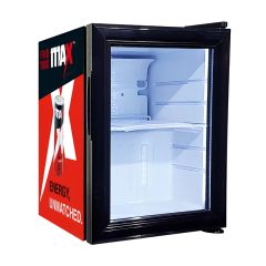 MAX mini drinks fridge 21L side view showing depth and adjustable levelling feet | CMT Group UK