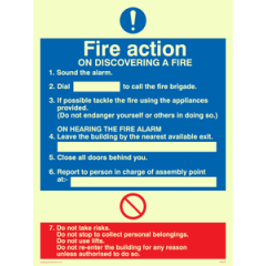 PVC Photoluminescent Sign - 150mm x 200mm - Fire action notice with lifts