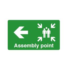 Site Sign - 6mm Correx - 594x841mm - Assembly point (arrow left) 
