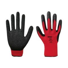 MAX MXL Red/Black Crinkle Latex Grip Gloves showing crinkle latex palm for enhanced grip |CMT Group