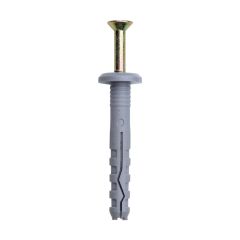 Flange head hammerscrew 6 x 40mm nylon plug zinc plated single fixing front view | CMT Group UK