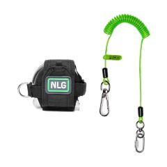 NLG Tape Measure Tether | CMT Group. Tape measure pulled out, coil carabina lead.