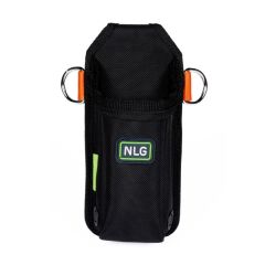 NLG retractable tool holster front view showing dual D-ring orange anchor straps and NLG Magnox badge | CMT Group UK