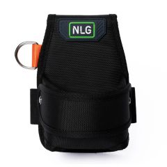NLG tape measure holster front view all black rigid body rotating retention bar D-ring orange webbing NLG badge | CMT Group UK