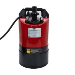 MAX 230V 530W puddle pump red steel housing black flat base front view no float switch | CMT Group UK