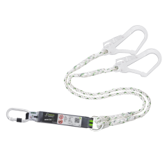 HOPE - Forked Energy Absorbing Twisted Rope Lanyard 1.5m c/w Steel Screw-Lock Karabiner & x2 Steel Scaffold Hooks