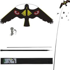 Hawk kite bird scarer black yellow design 7m telescopic pole fixing stake full kit contents | CMT Group UK