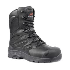 Rock Fall Titanium (RF4500) Safety Boot – Side Zip – 100% Non-Metallic – S3 WR HRO SRC – Black side profile | CMT Group