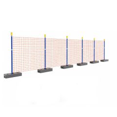 RollOne temporary site fencing kit rolled compact storage position showing 6 poles and net | CMT Group UK
