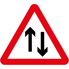 Metal Triangle Plate Sign Two Way Traffic (arrows 1 up, 1 down) 750mm