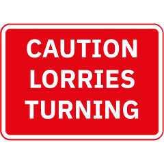 Caution Lorries Turning Metal Road Sign - 1050mm x 750mm