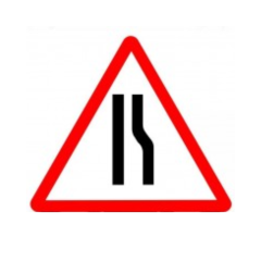 RA1 Plastic Quick Fit PLATE ONLY - Triangle 750mm - Road Narrows Right