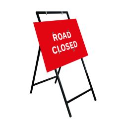 Road Closed 1050x750mm Rectangle Sign & Metal Quick Fit Frame