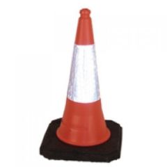 White prismatic reflective replacement sleeve for 1000mm traffic cone full view showing pocketed prismatic surface | CMT Group UK