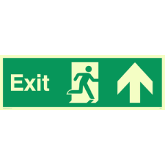 PVC Photoluminescent Sign - 300mm x 100mm - Exit up
