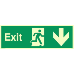 Vinyl Photoluminescent Sticker - 300mm x 100mm - Exit down