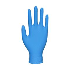 Blue nitrile powder-free disposable gloves medical grade AQL 1.5 single glove front view | CMT Group UK