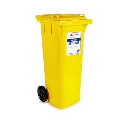 yellow spill kit wheelie bin with flip-top lid two wheels bin only no absorbents | CMT Group UK