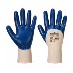 Portwest Nitrile Knitwrist Gloves size 10 XL navy blue pair front and back view | CMT Group UK