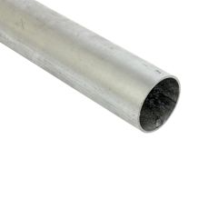 76mm galvanised steel sign post angled close-up showing hollow tube end and galvanised surface finish | CMT Group UK