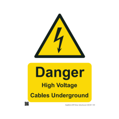 Site Sign - 3mm Correx - 297x420mm A3 - Danger High Voltage Cables Underground