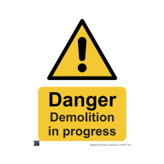 Site Sign - 3mm Correx - 297x420mm A3 - Danger Demolition In Progress