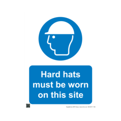 Safety Sign - 3mm Correx - 420x594mm (A2) Hard Hats Must Be Worn On This Site