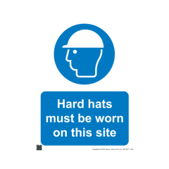 Site Sign - 3mm Correx - 297x420mm(A3) - Hard Hats Must Be Worn On This Site