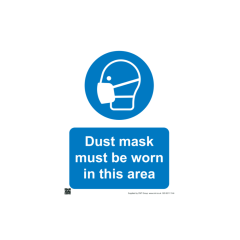 Safety Sign Dust Mask Must be Worn In this Area 420x594mm A2 - 3mm Correx