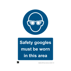 Site Sign - 3mm Correx - 420x594mm (A2) - Safety goggles must be worn
