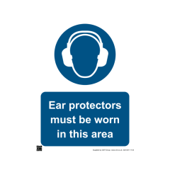 Prohibition Sign Ear protectors must be worn - 297x420mm A3 - 3mm Correx