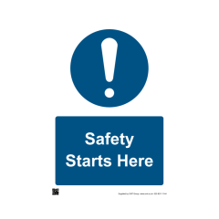Safety Sign Safety Starts Here A2 - 4mm Correx