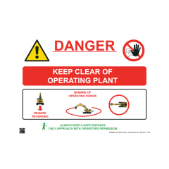 Safety Sign Safety Sign Danger Keep Clear Of Operating Plant 297x420mm A3 - 3mm Correx