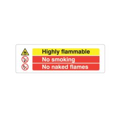 Site Sign - Rigid PVC - Highly Flammable, No Smoking, No Naked Flames