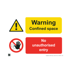 Site Sign - 3mm Correx - Warning confined space no unauthorised entry - 297x420mm (A3)