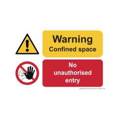 Site Sign - 3mm Correx - Warning confined space no unauthorised entry - 210x297mm (A4)