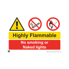 Site Sign - 3mm Correx - Highly flammable no smoking no naked lights - 420x594mm (A2)
