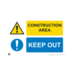 Site Sign - Rigid PVC - Construction area Keep out - 600mm x 400mm (A2)