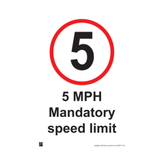 Site Sign - 4mm Correx - 450x600mm (A2) - 5mph Mandatory Speed Limit