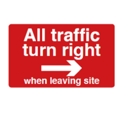 Site Sign - 3mm Correx - 420x594mm - All traffic turn right when leaving site