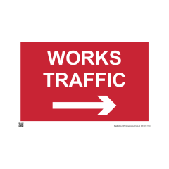 Site Sign - 6mm Correx - 594x841mm - Works traffic arrow right